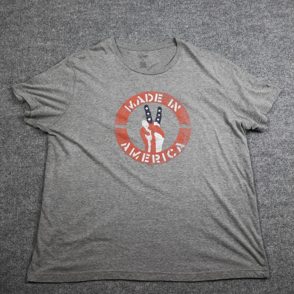 City Streets Shirt Mens 2XL Gray Made In America Peace Patriotic‎ Graphic Tee